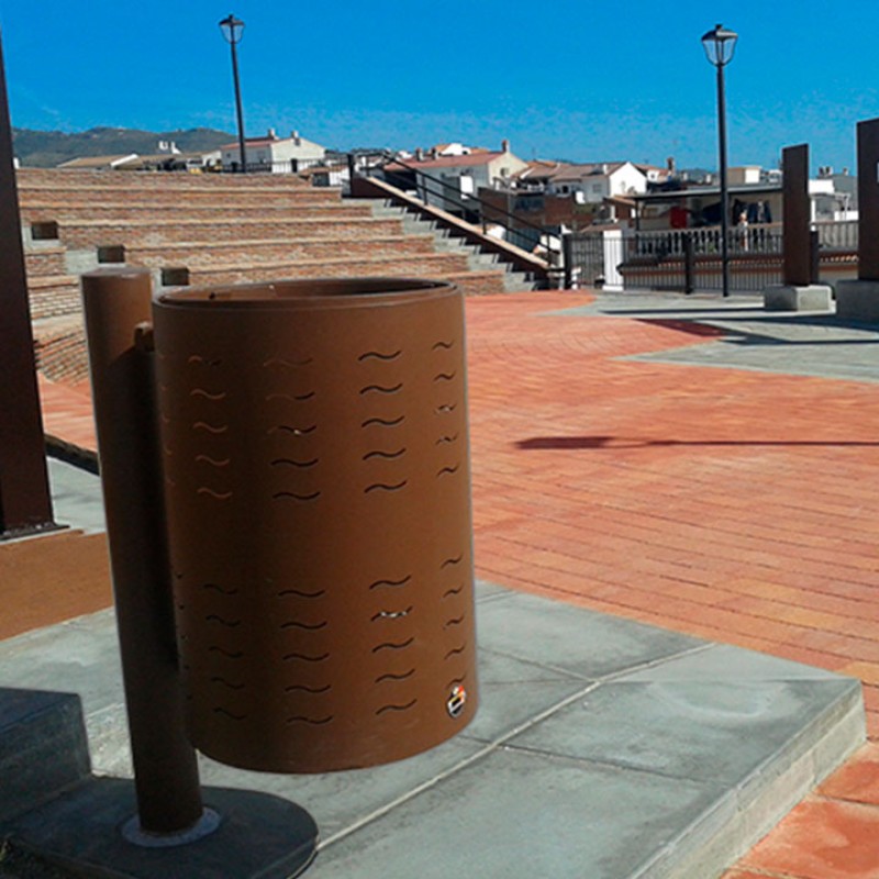 Paperera urbana imitació corten Vélez Màlaga